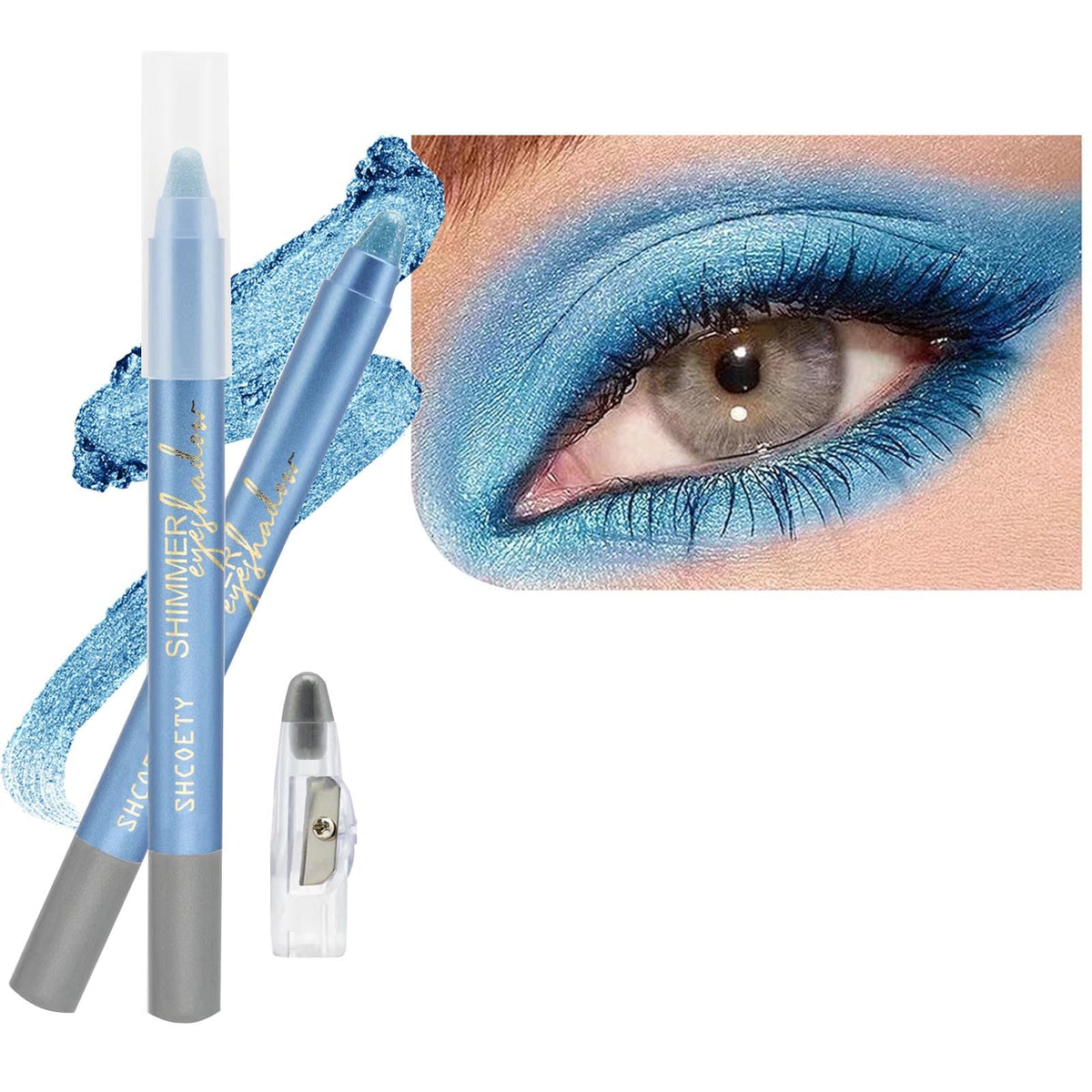 Daeuwiutr Light Blue Eyeshadow Stick - Waterproof Shimmer Creamy Highlighter Eye Makeup, 1 Count