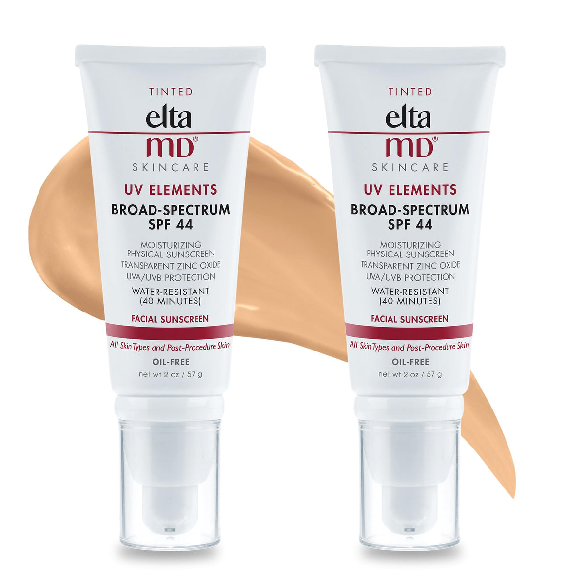 Eltamd Uv Elements Tinted Moisturizer Spf 44, Oil-Free Mineral Sunscreen, 2-Pack