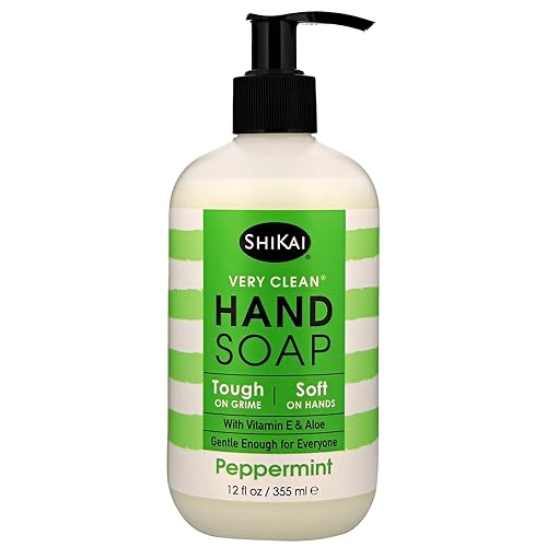 Shikai Peppermint Liquid Hand Soap - Gentle On Hands, Tough On Grease, 12 Oz