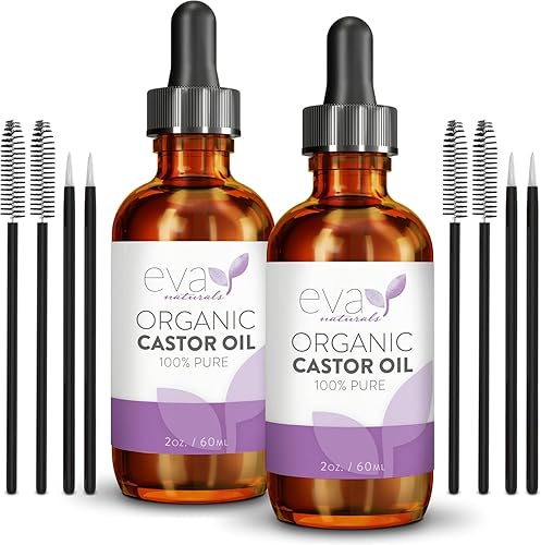 Eva Naturals Castor Oil 2oz - Pure Hair Growth Oil for Hair, Lashes, Brows & Wrinkles (2 Pack)