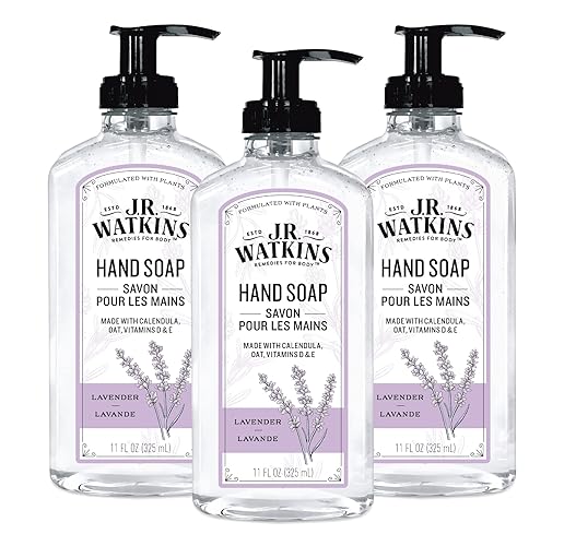 J.R. Watkins Lavender Gel Hand Soap, 11 Fl Oz, 3 Pack, Usa Made, Cruelty Free