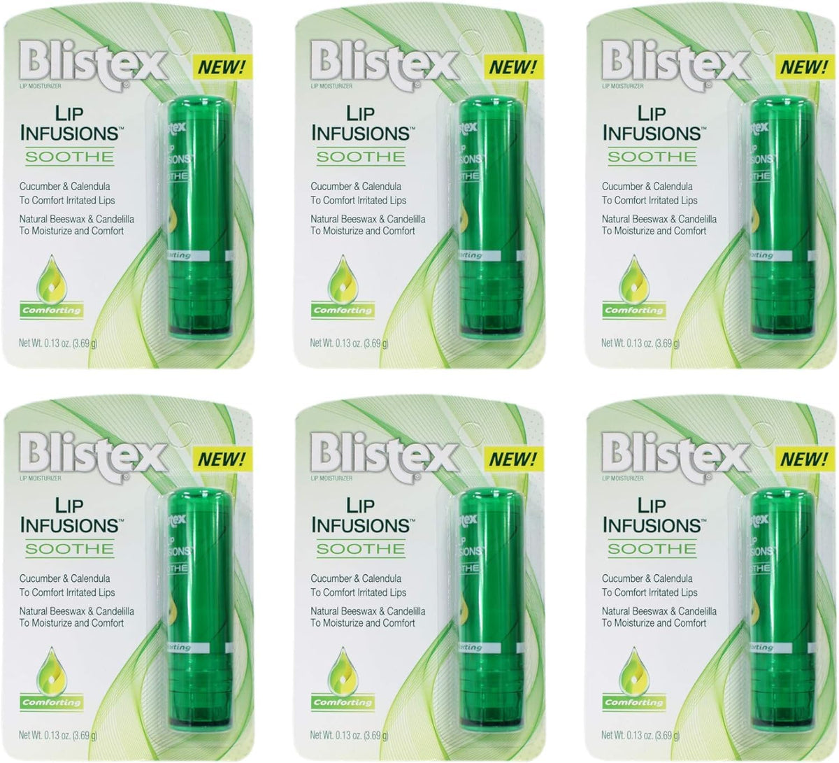 Blistex Lip Infusions Soothe Moisturizer, Cucumber, 0.13 Oz, 6 Pack - Hydrating