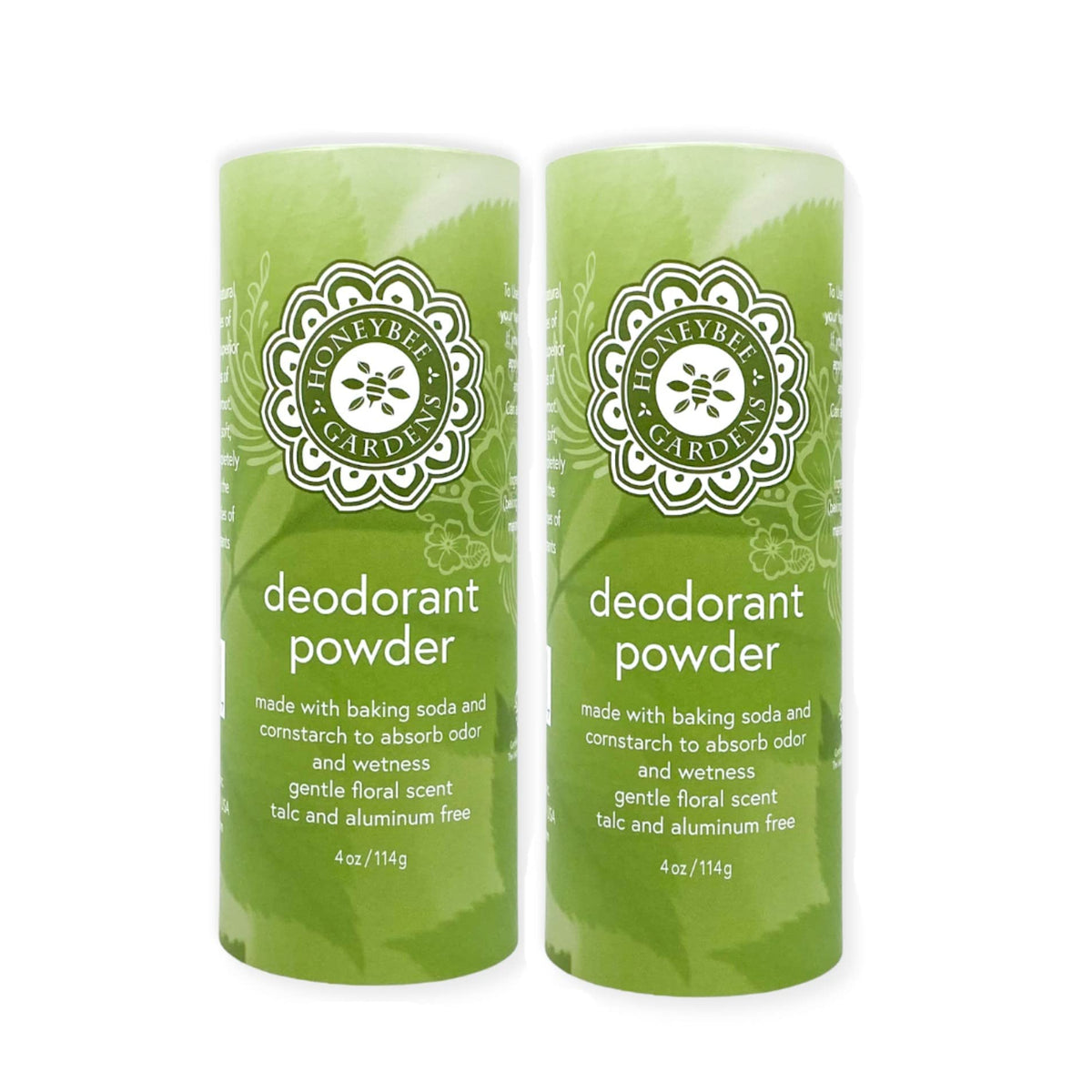 Honeybee Gardens Deodorant Powder, Talc-Free, Vegan, Multi-Use, 4 Oz, 2 Pack, For Men