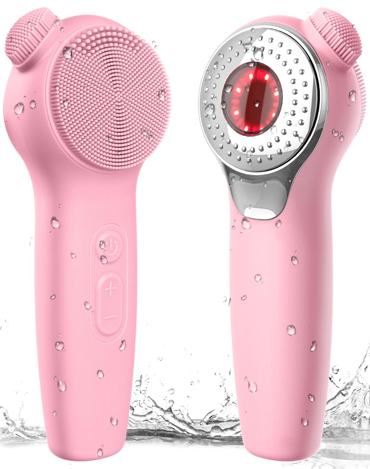 Alyfini Silicone Facial Cleansing Brush, Waterproof Electric Exfoliator For Deep Cleaning, Tulippink