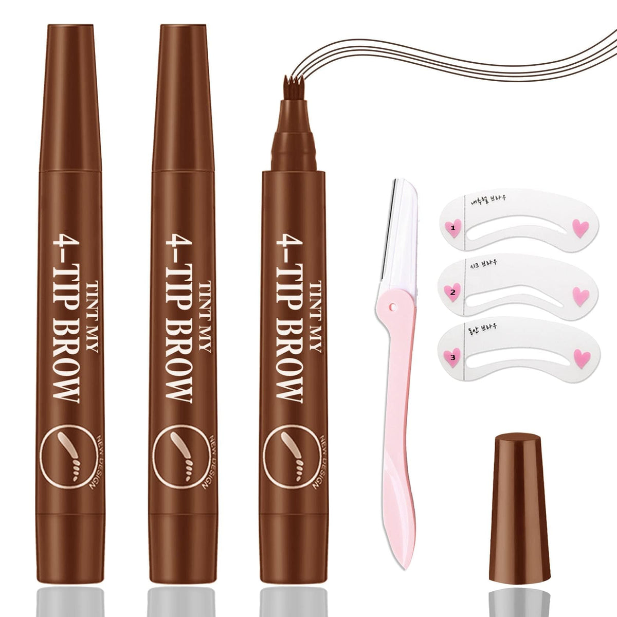 Wyblzpxz 3 Pcs Waterproof Microblading Eyebrow Tattoo Pen, Light Brown, Long Lasting, Easy Application