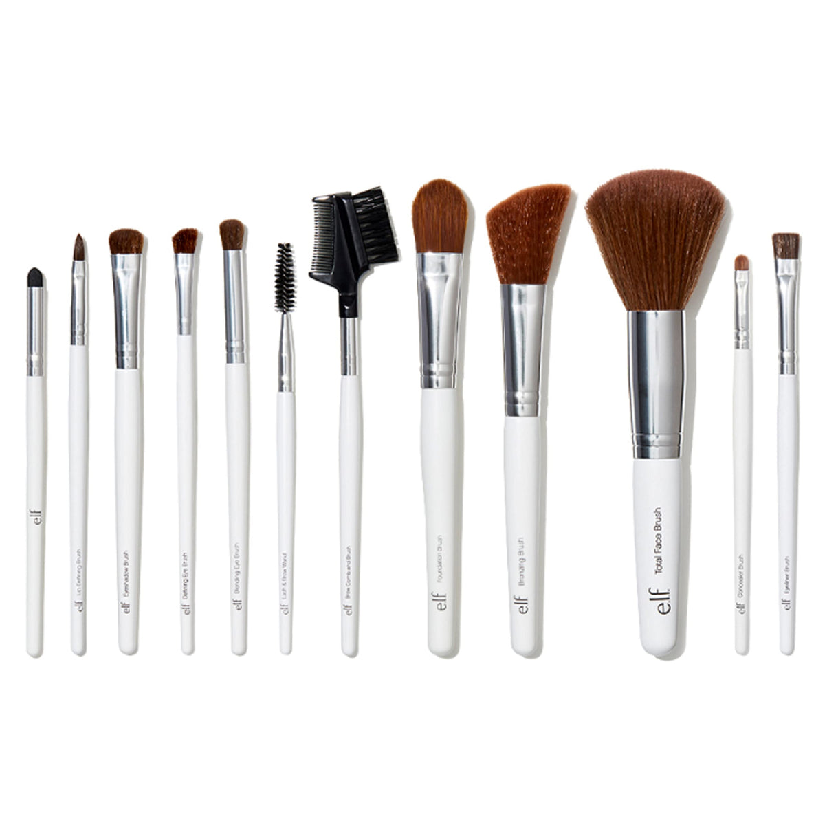 E.L.F. Professional Vegan Makeup Tools Set - 12 Synthetic Brushes For Blending, Contouring & Highlighting