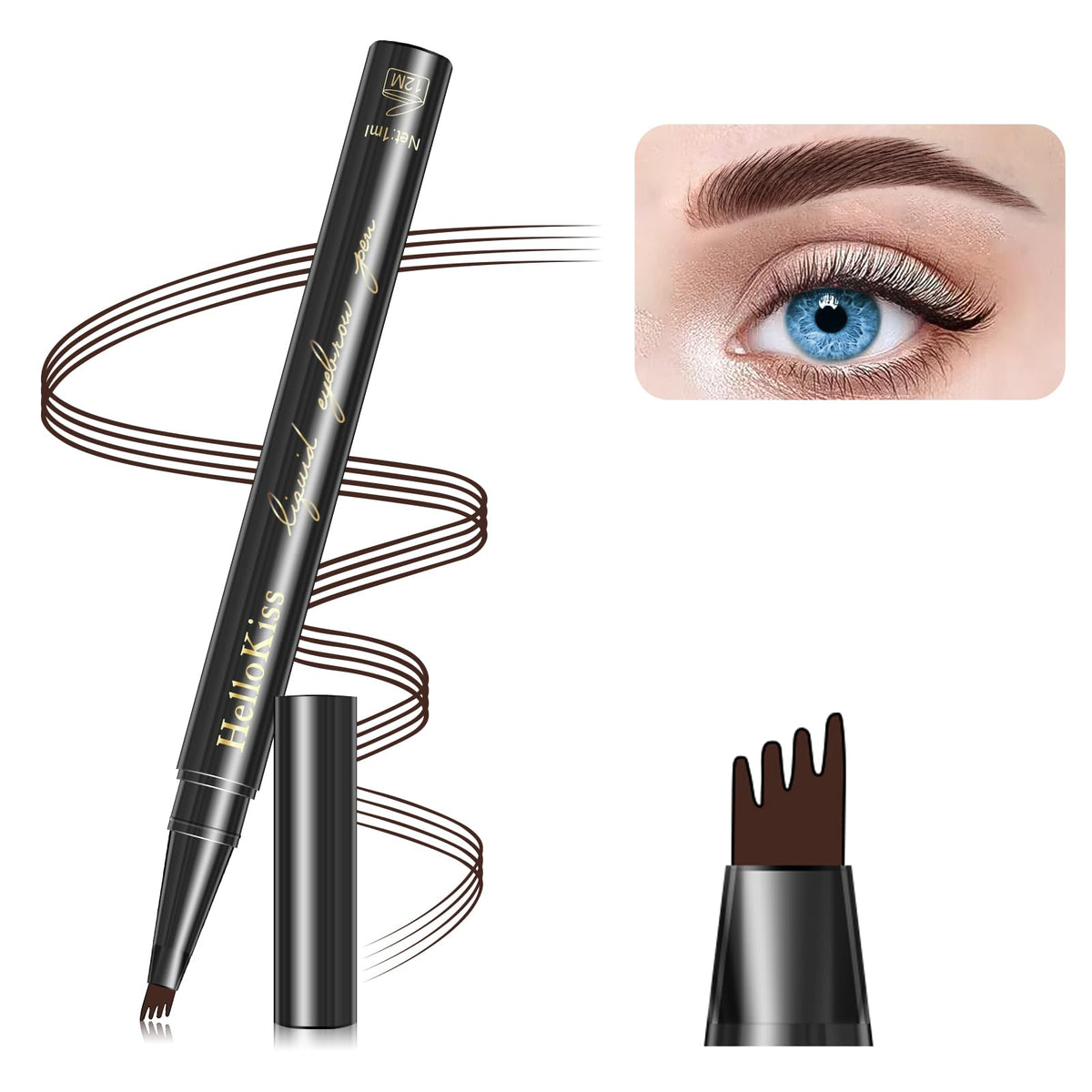 Drmode Waterproof Microblade Eyebrow Pencil Dark Brown - Smudge Proof & Long Lasting 