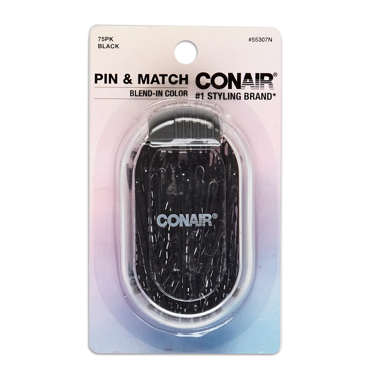 Conair Black Bobby Pins - 75 Count Hair Accessories With Storage Container For Women