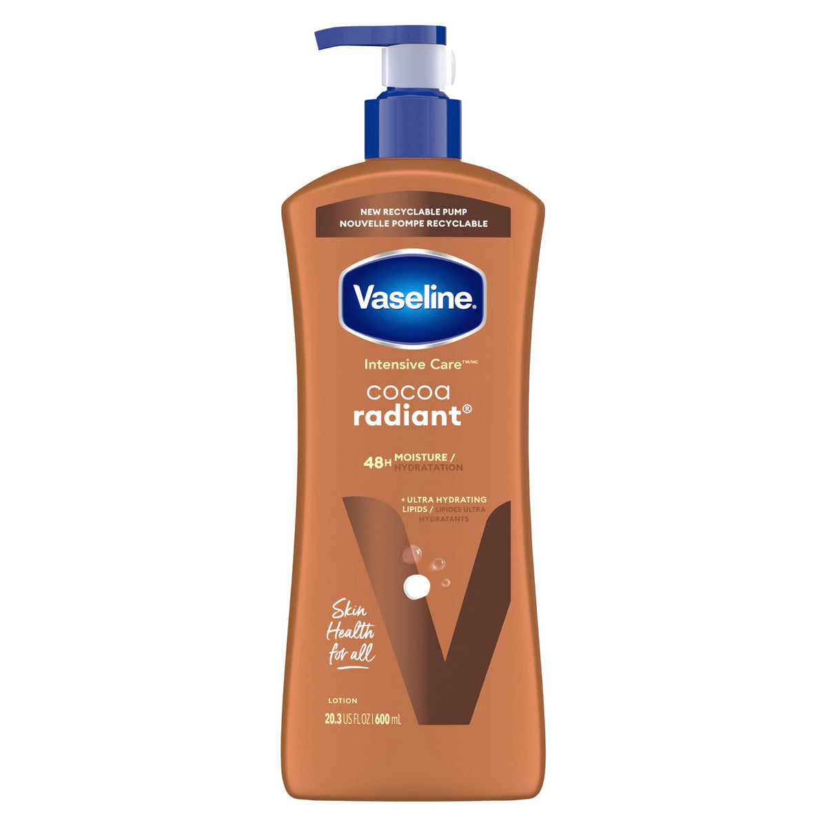 Vaseline Cocoa Radiant Body Lotion 20.3 Oz - Ultra-Hydrating For Dry Skin, Long-Lasting Glow