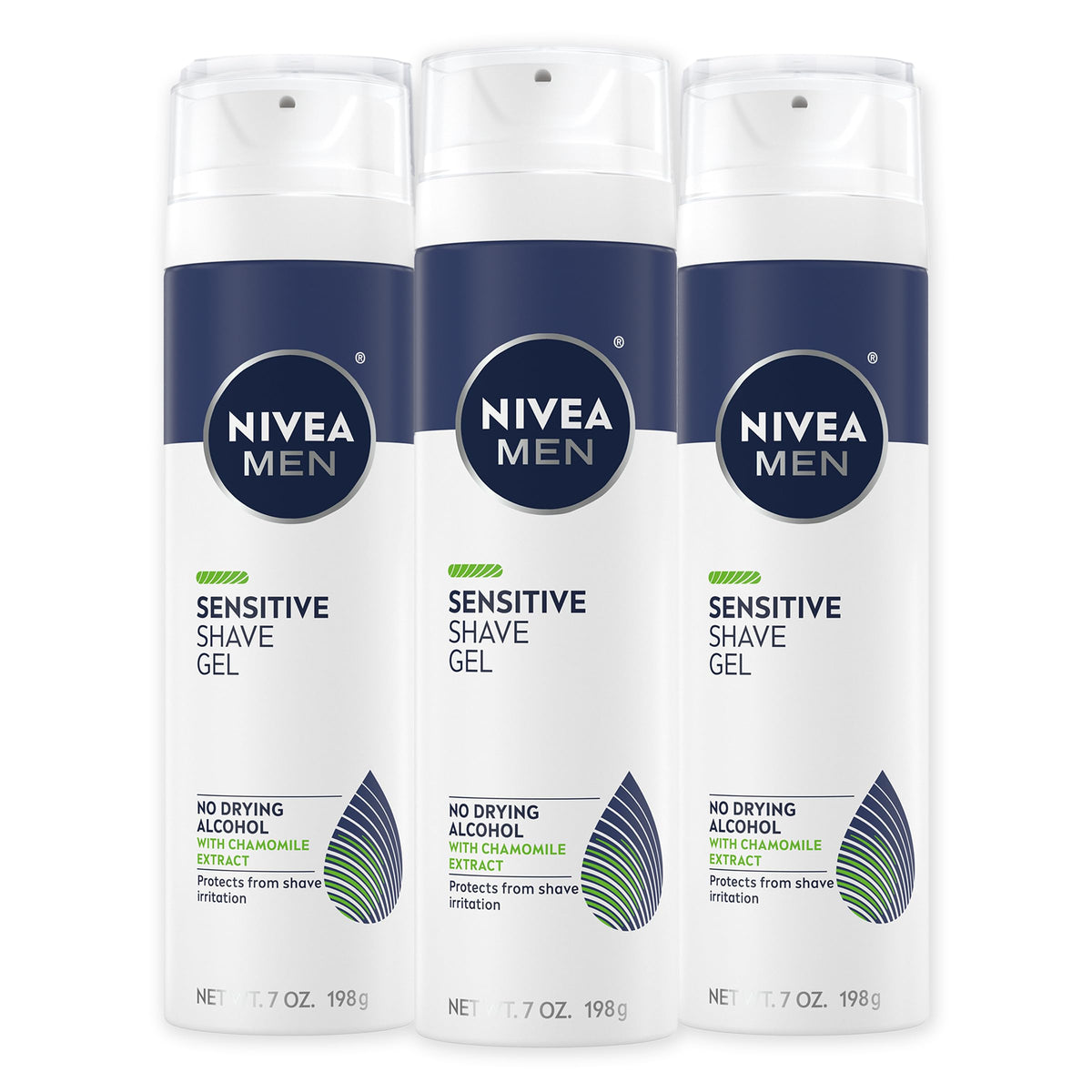 Nivea Men Sensitive Shave Gel, 3 Pack Of 7 Oz - Soothing Chamomile & Vitamin E