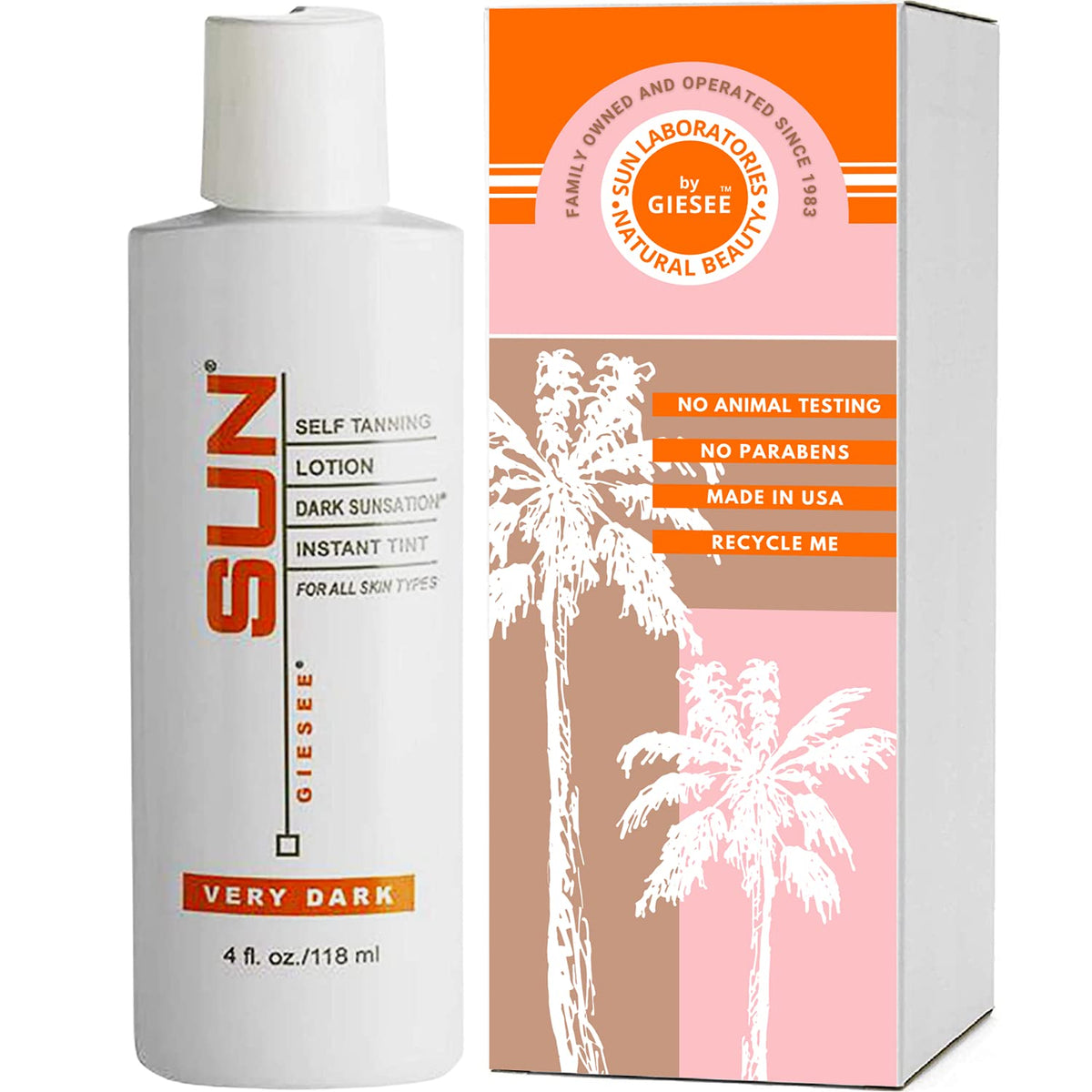 Sun Laboratories Dark Sunsation 4 Oz - Fragrance-Free Organic Self Tanning Lotion For Face & Body