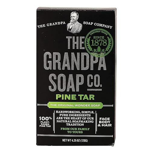 Grandpa'S Soap Pine Tar Soap - 4.25 Oz (Pack Of 4) - Natural Skin Care Cleanser