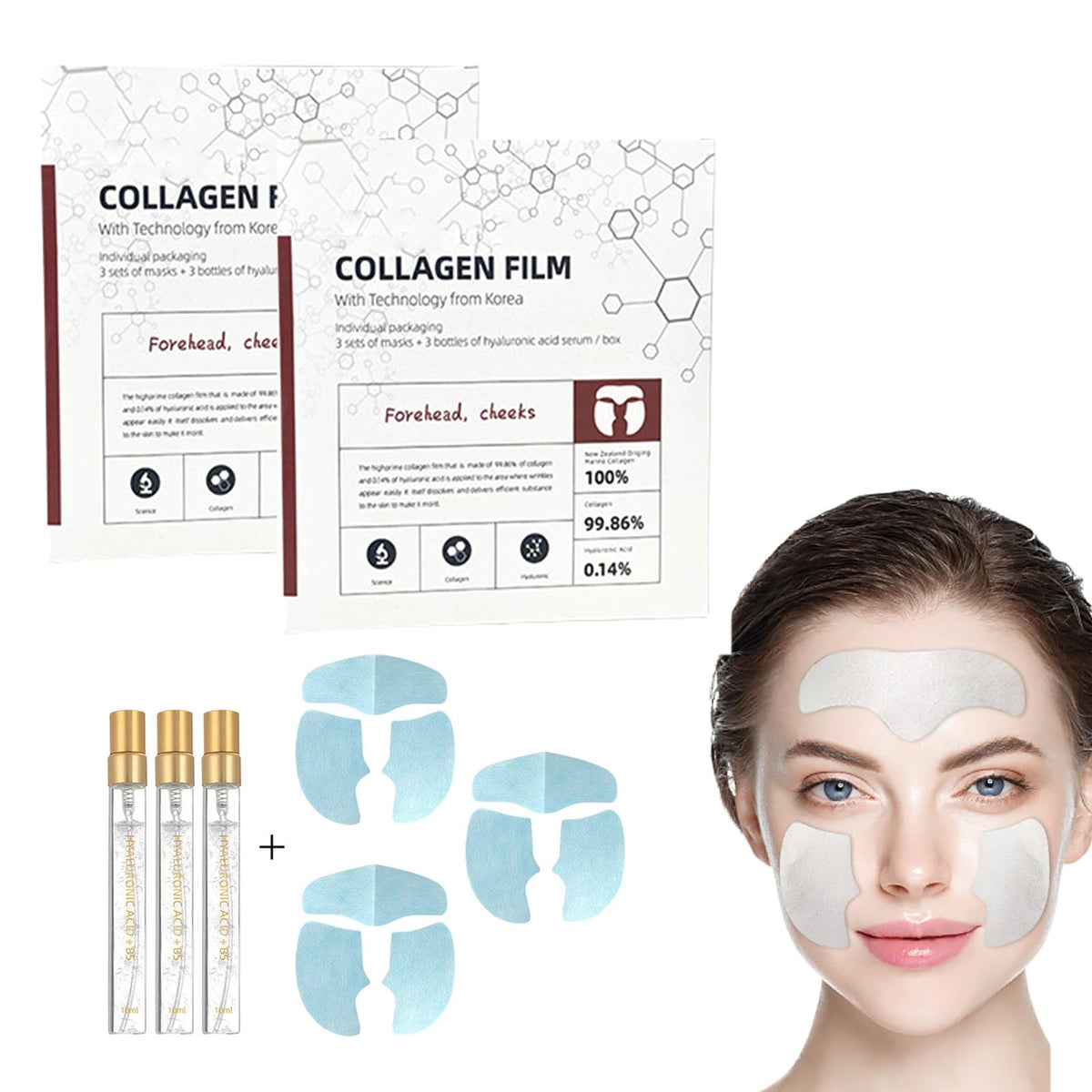 Zysmjsy Skynpure Collagen Films - Melting Collagen Supplement With Essence Water, 6 Masks + 6 Bottles