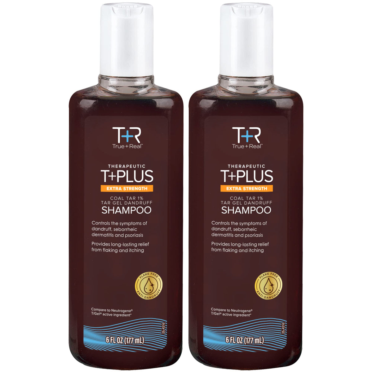 True+Real Therapeutic Plus Tar Gel Anti-Dandruff Shampoo, Extra Strength, 6Oz, 2 Pack