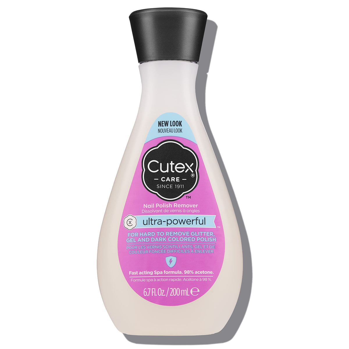 Cutex Ultra-Powerful Gel Nail Polish Remover, Glitter & Dark Paints, Cucumber Fragrance, 6.76 Fl