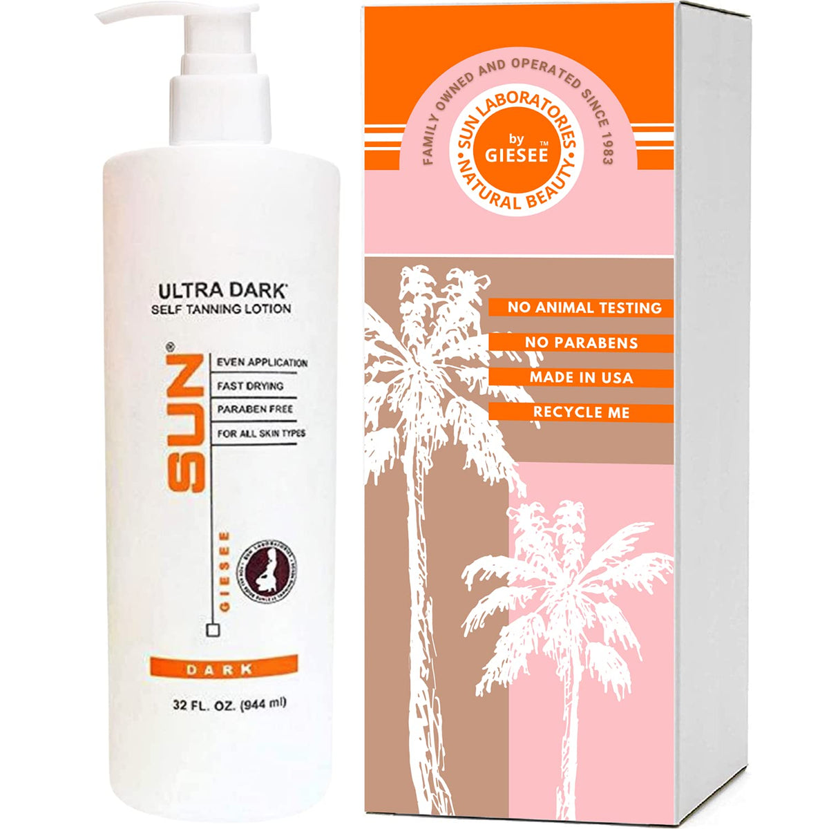 Sun Laboratories By Giesee Ultra Dark Self Tanning Lotion 32Oz - Organic Instant Tan For Face & Body