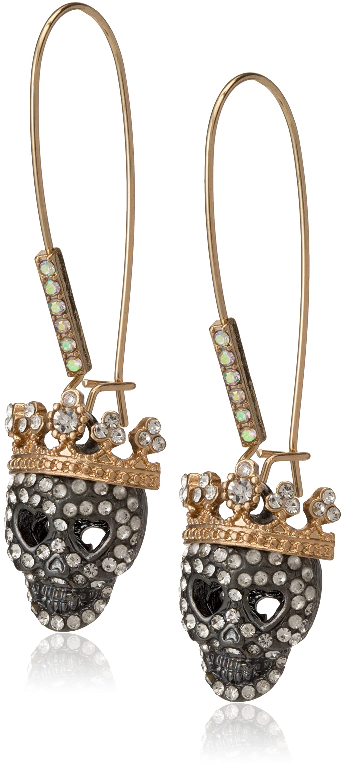 Betsey Johnson Crystal Pave Skull Dangle Earrings - One Size Metal Jewelry