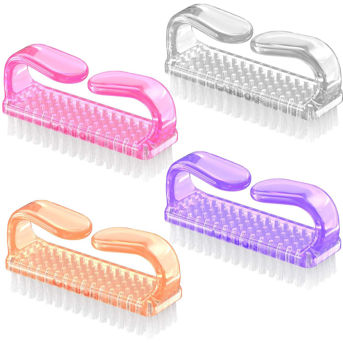 Larbois 4 Pack Nail Brush Set - Fingernail Cleaner for Men & Women, Orange Scrubbing Kit