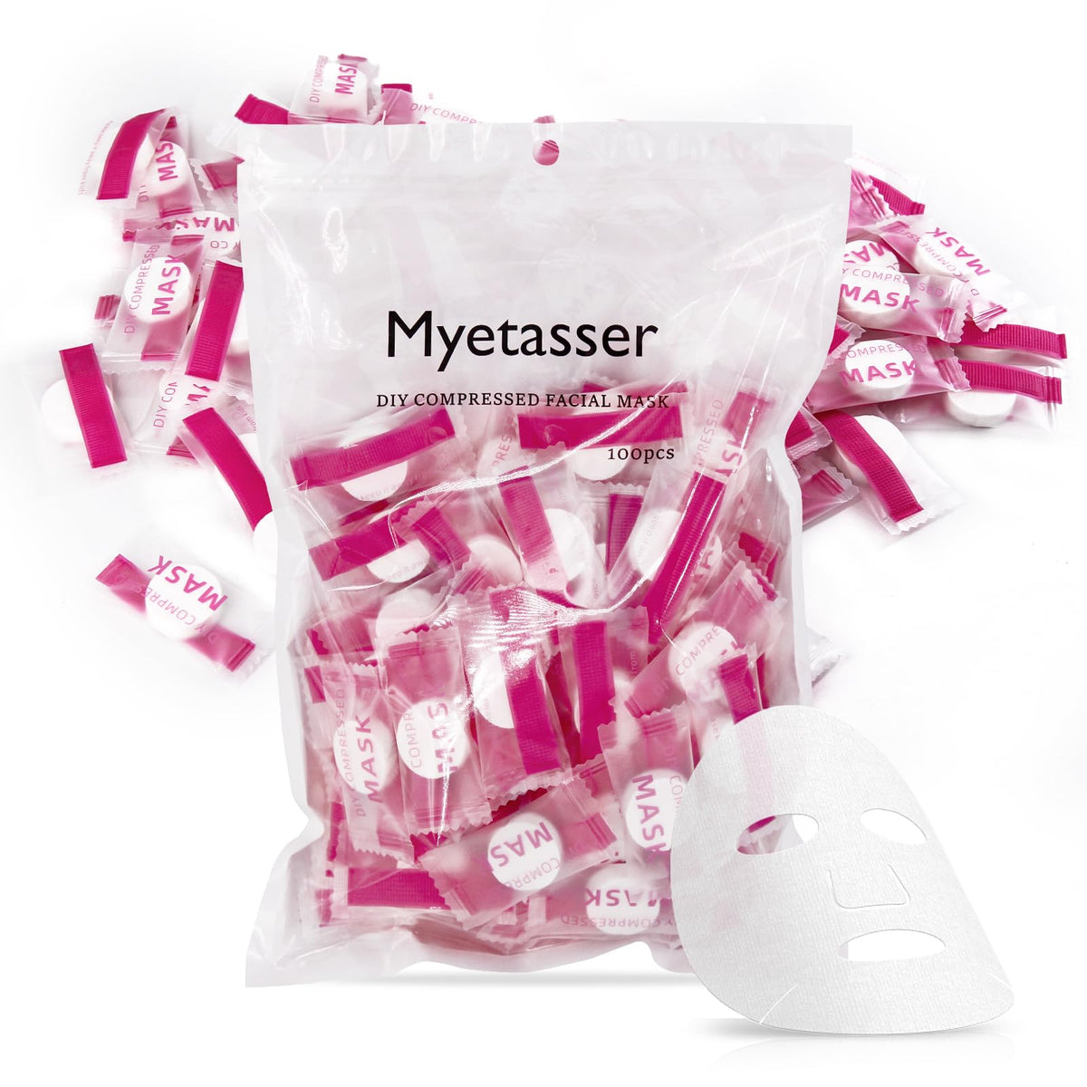 Myetasser 200 Pcs Compressed Facial Sheet Masks - Natural Diy Coin-Shaped Skin Care Masks