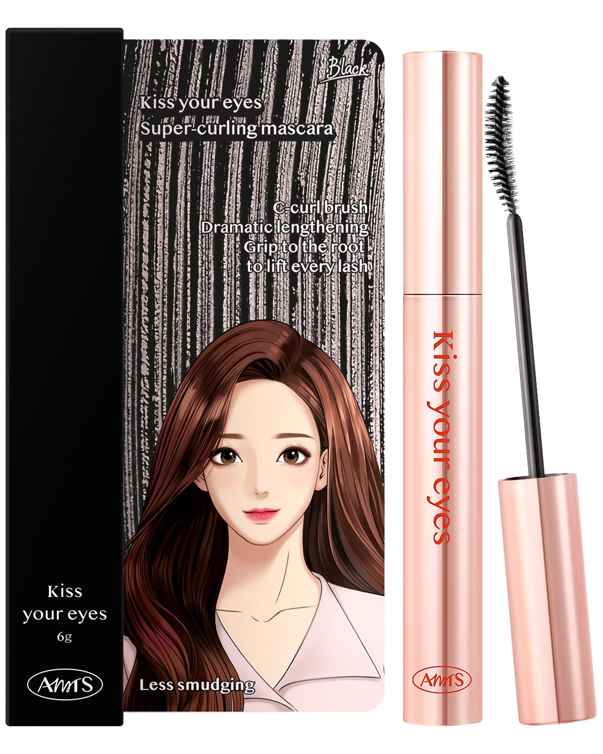 Amts True Beauty Pink Brown Tubing Mascara - Waterproof, Lengthening, No Smudge, Kbeauty