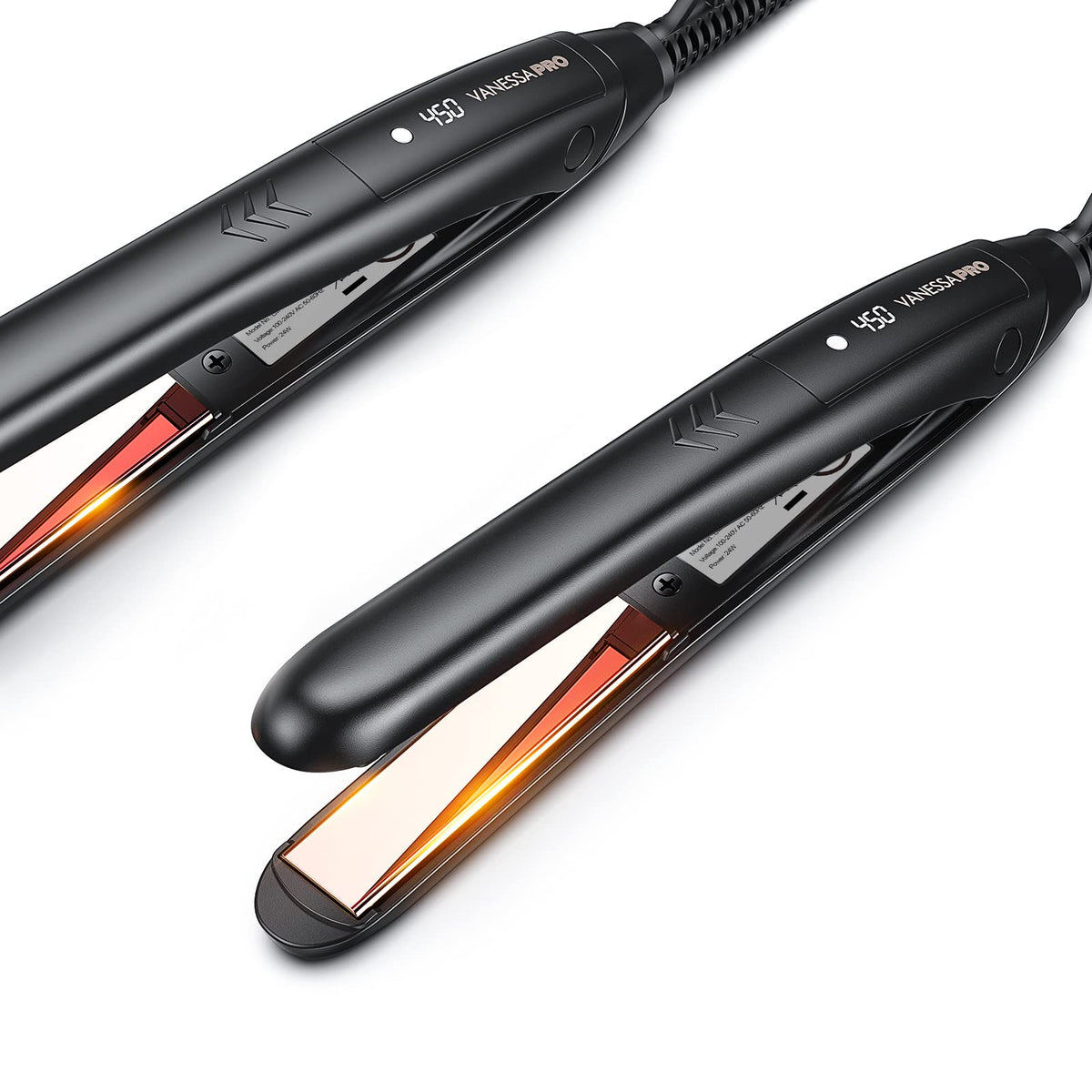 VANESSA PRO Mini Flat Iron Hair Straightener, 0.7-Inch Titanium Travel Curling Iron, Black