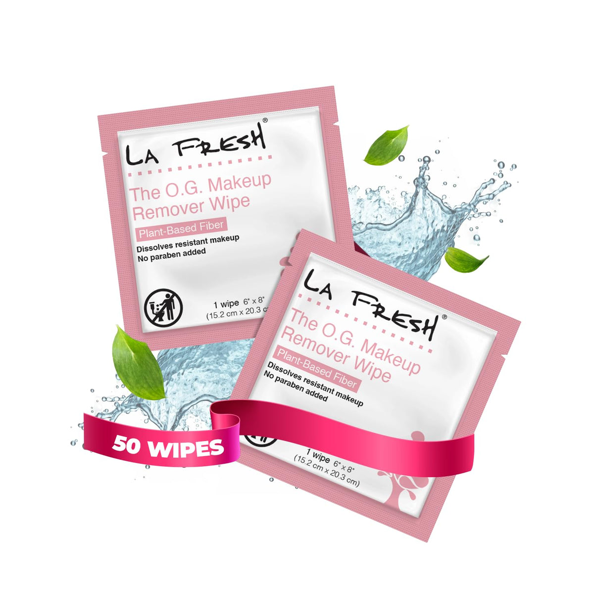 La Fresh Waterproof Makeup Removal Facial Cleansing Wipes, 50 Count - Travel Skin Care Essential