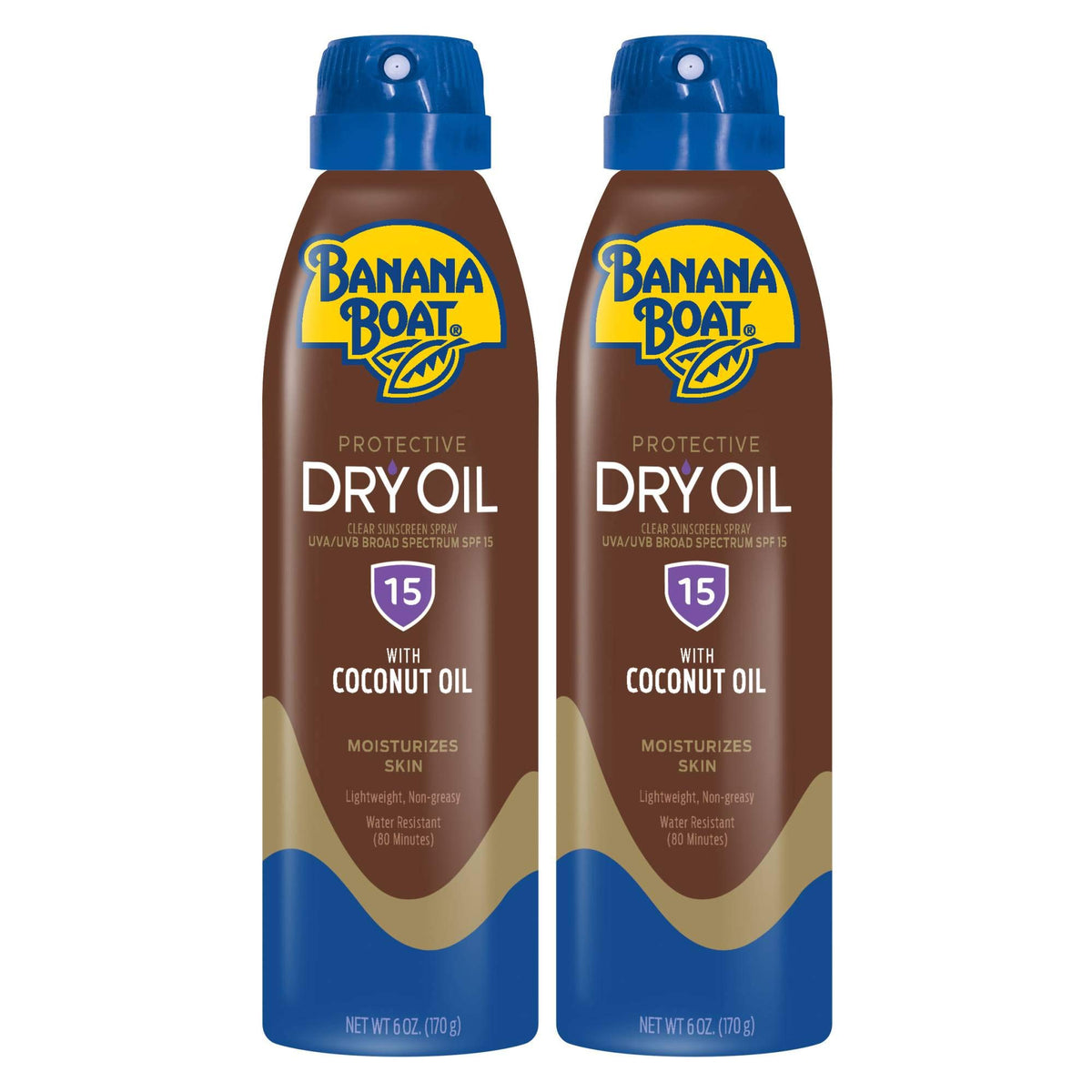 Banana Boat Spf 15 Tanning Dry Oil Clear Spray Sunscreen - 6Oz Twin Pack