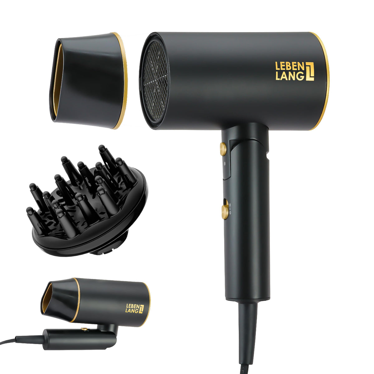 Lebenlang Ionic Hair Dryer 1875W - Compact, Portable, Lightweight With Diffuser For Travel