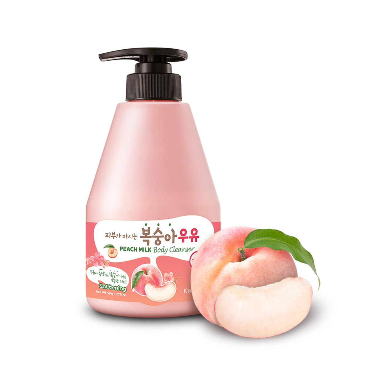 Welcos Peach Milk Body Wash - Korean Peach Extract For Clear Skin, 560 G / 19.75 Oz.