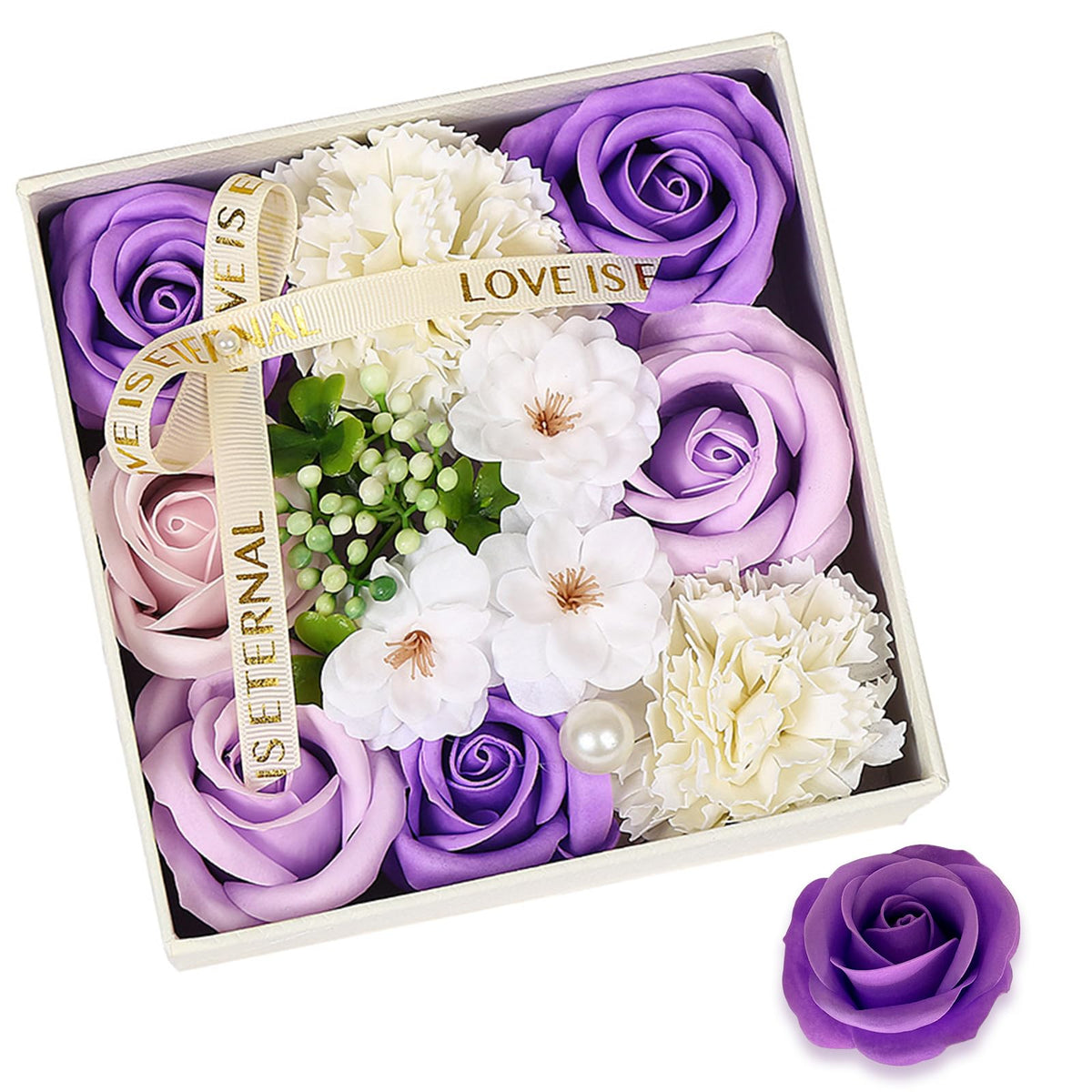 Ideal Swan Purple Floral Scented Bath Soap Set With Rose Petals For Women, Teens & Moms