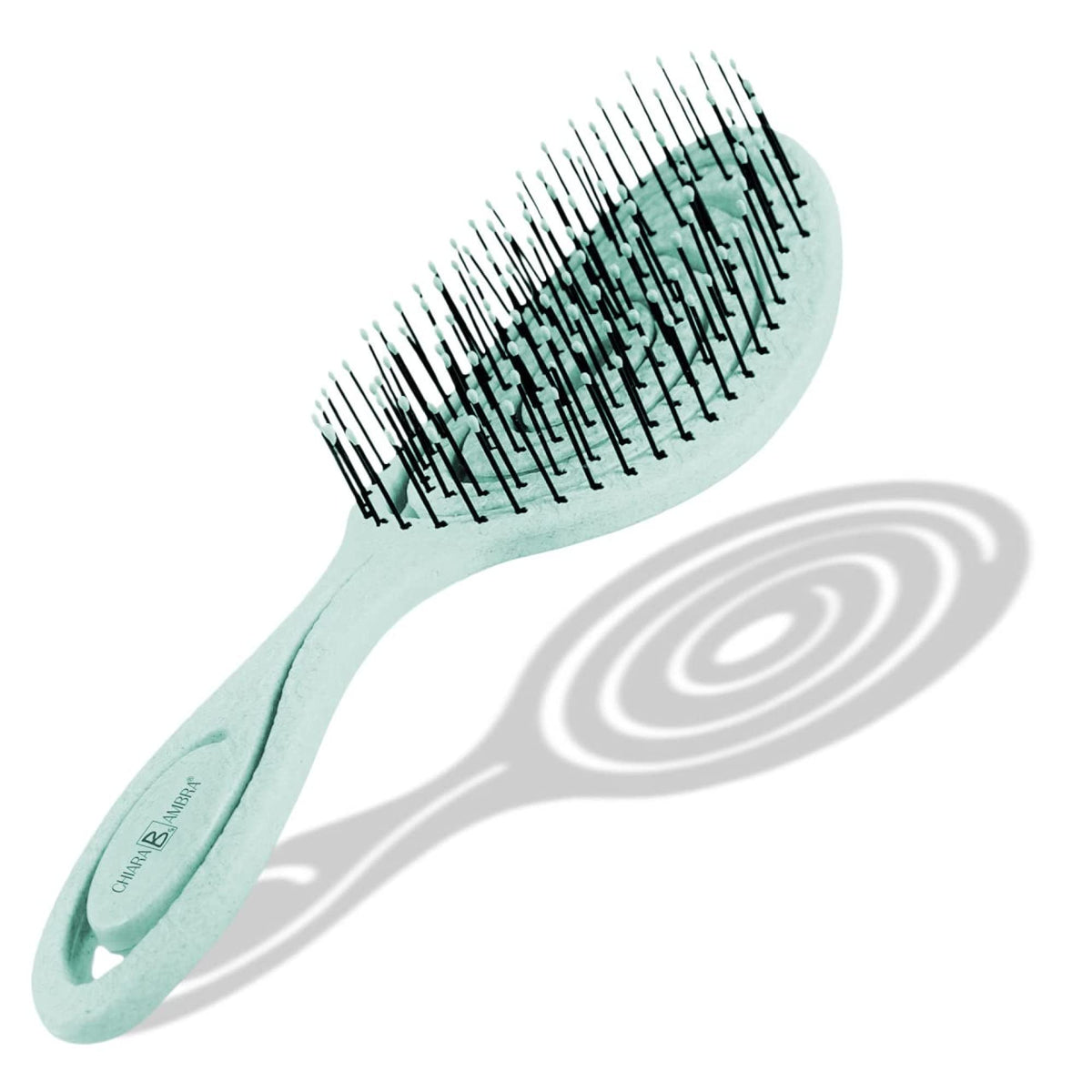 Chiara Ambra Organic Detangling Brush For Thick & Curly Hair - Vegan, Turquoise, No Tugging