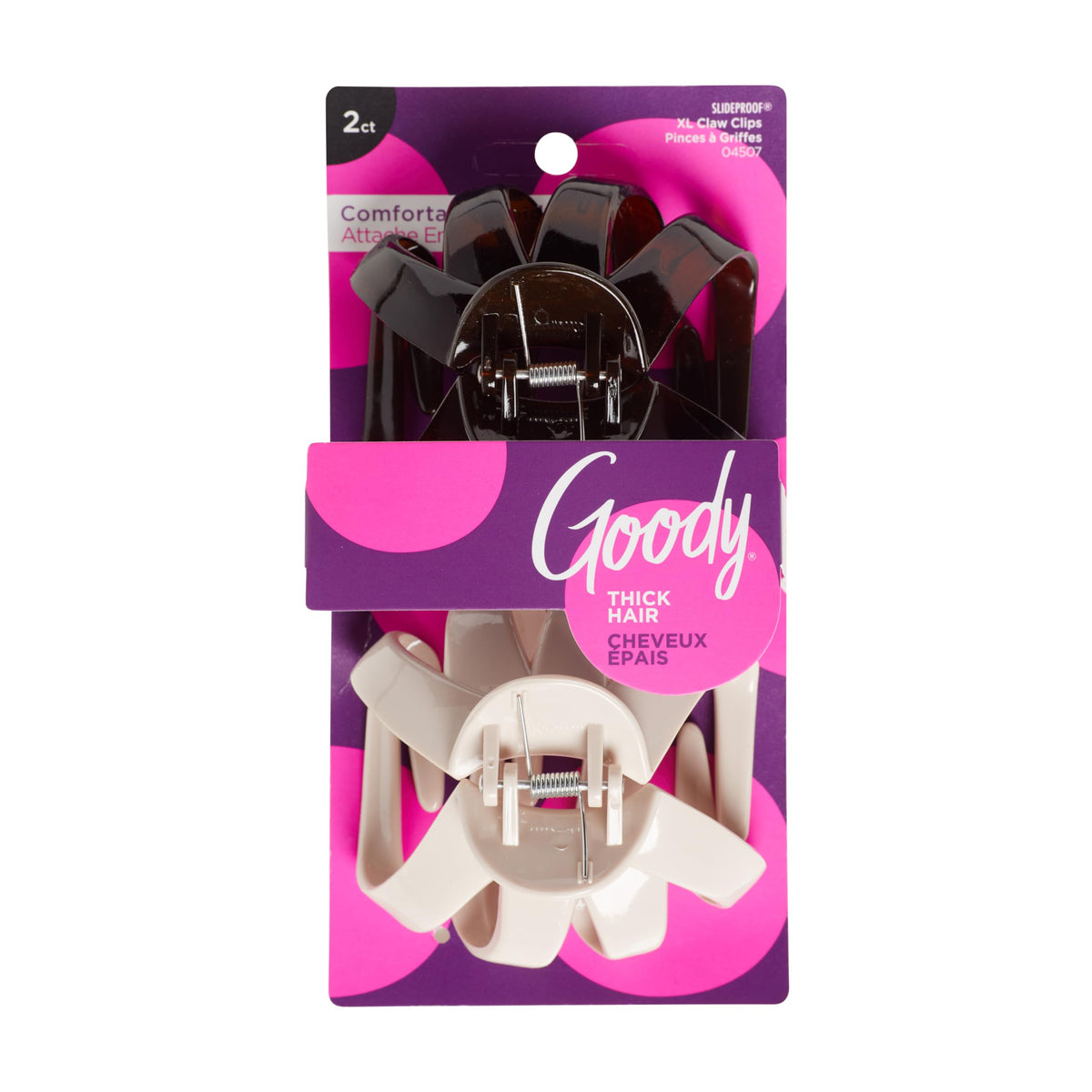 Goody Slideproof Octopus Large Claw Clips - 2 Ct, Neutral Tones, Secure Grip For Thick Hair