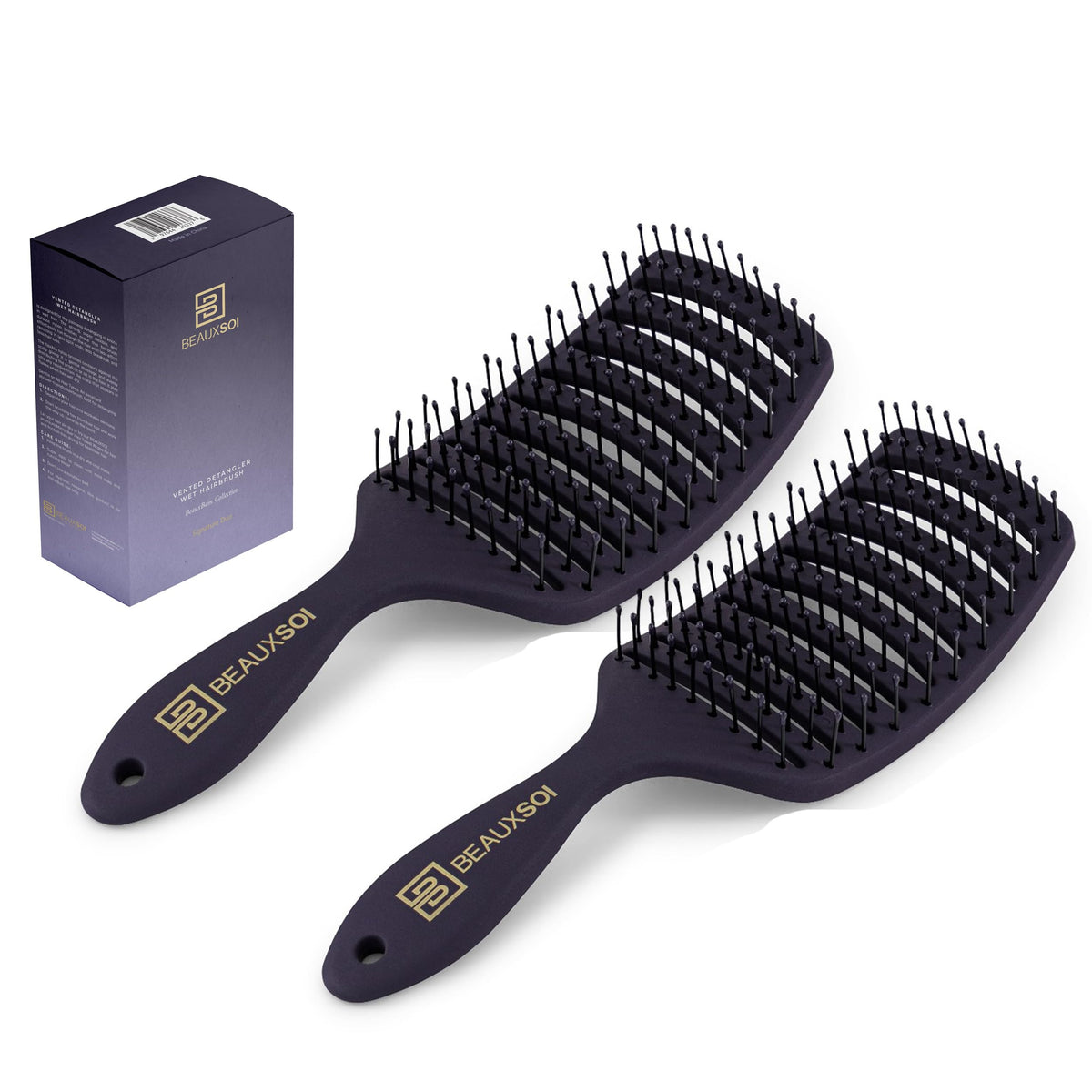 Beauxsoi Vented Brush For Blow Drying & Detangling - Empowered Purple, Pack Of 2, Nylon