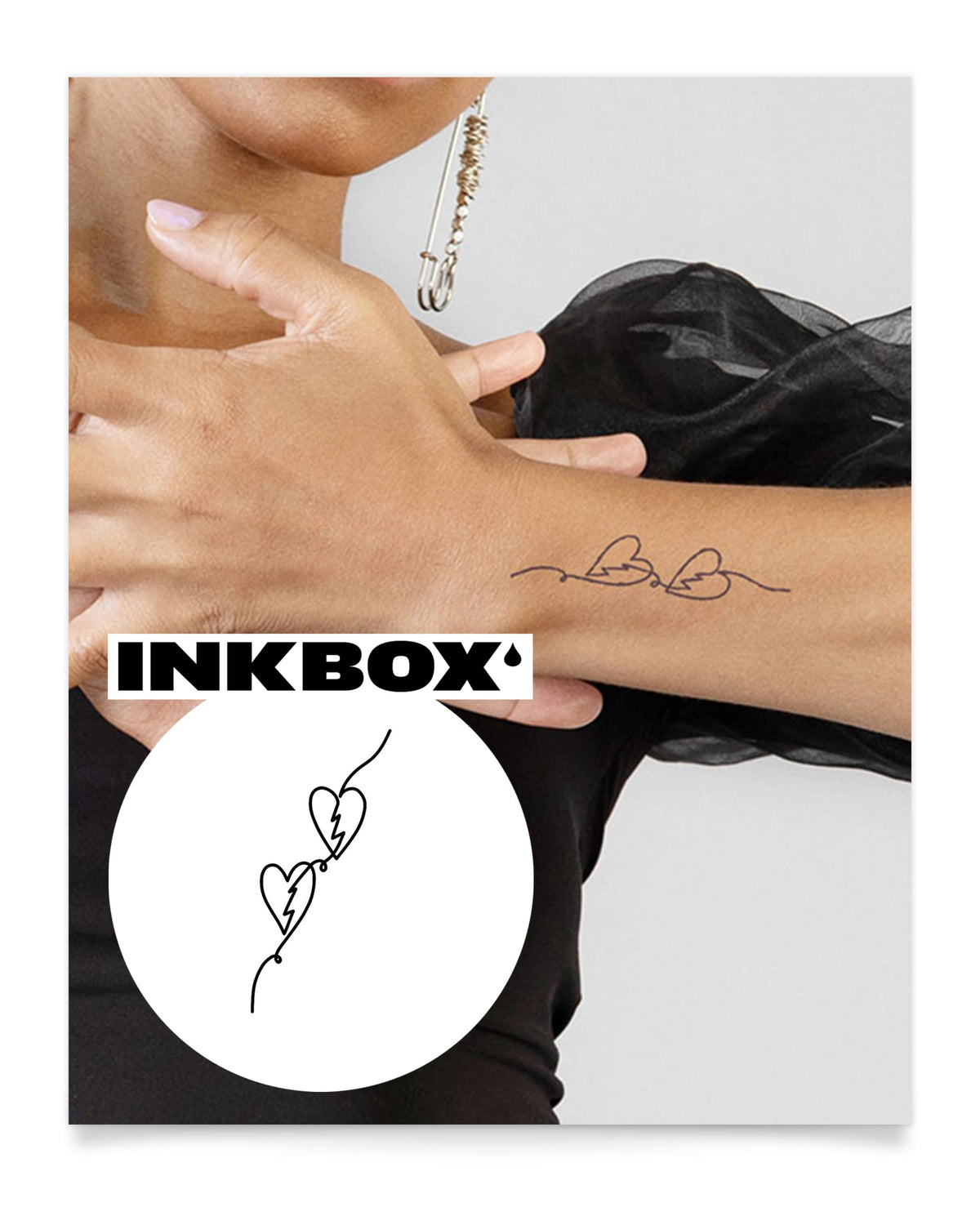 Inkbox Semi-Permanent Temporary Tattoo - Water-Resistant, Easy Application, Intertwined 3X3 In