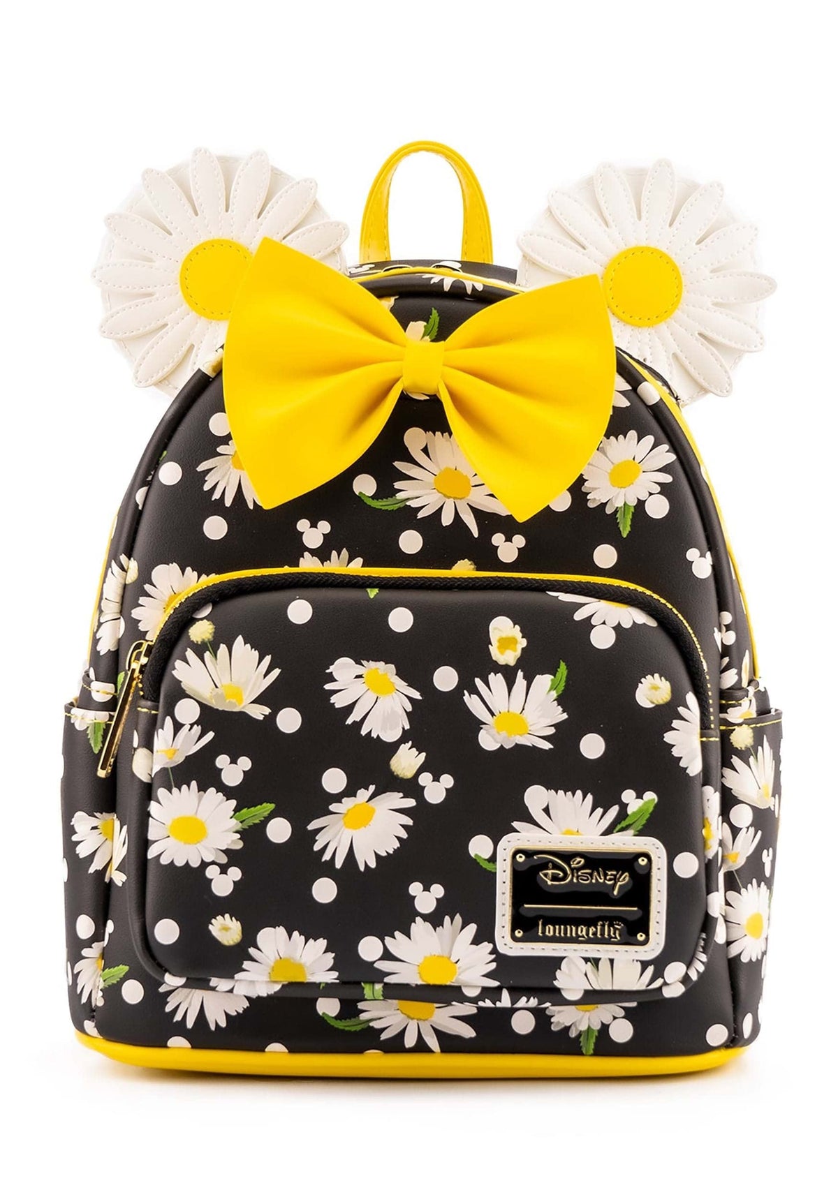 Loungefly Minnie Mouse Daisies Mini Backpack - Black, White, Yellow - Stylish PU Bag