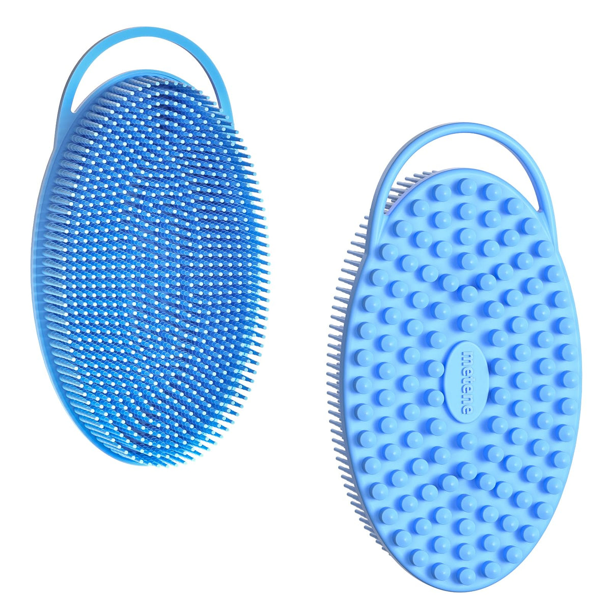 Metene Silicone Body Scrubber 2 Pack - Exfoliating Soft Shower Scrubbers In Blue