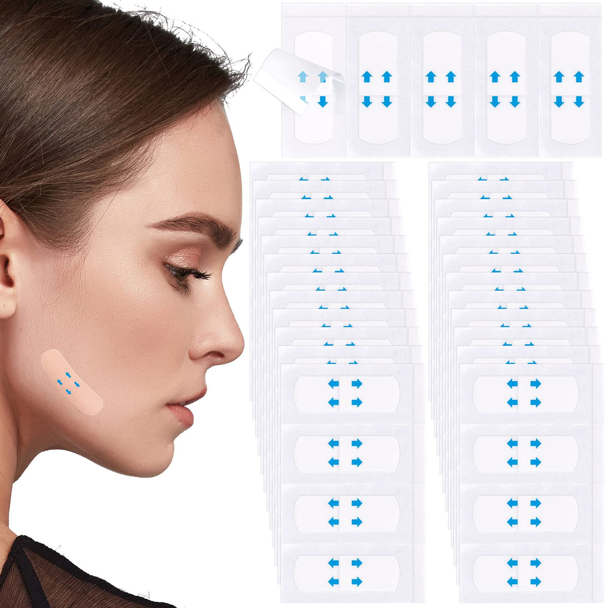 Pagow 160Pcs Face Lift Tape - Invisible, Waterproof, Breathable, Hypoallergenic For Wrinkles & Sagging Skin