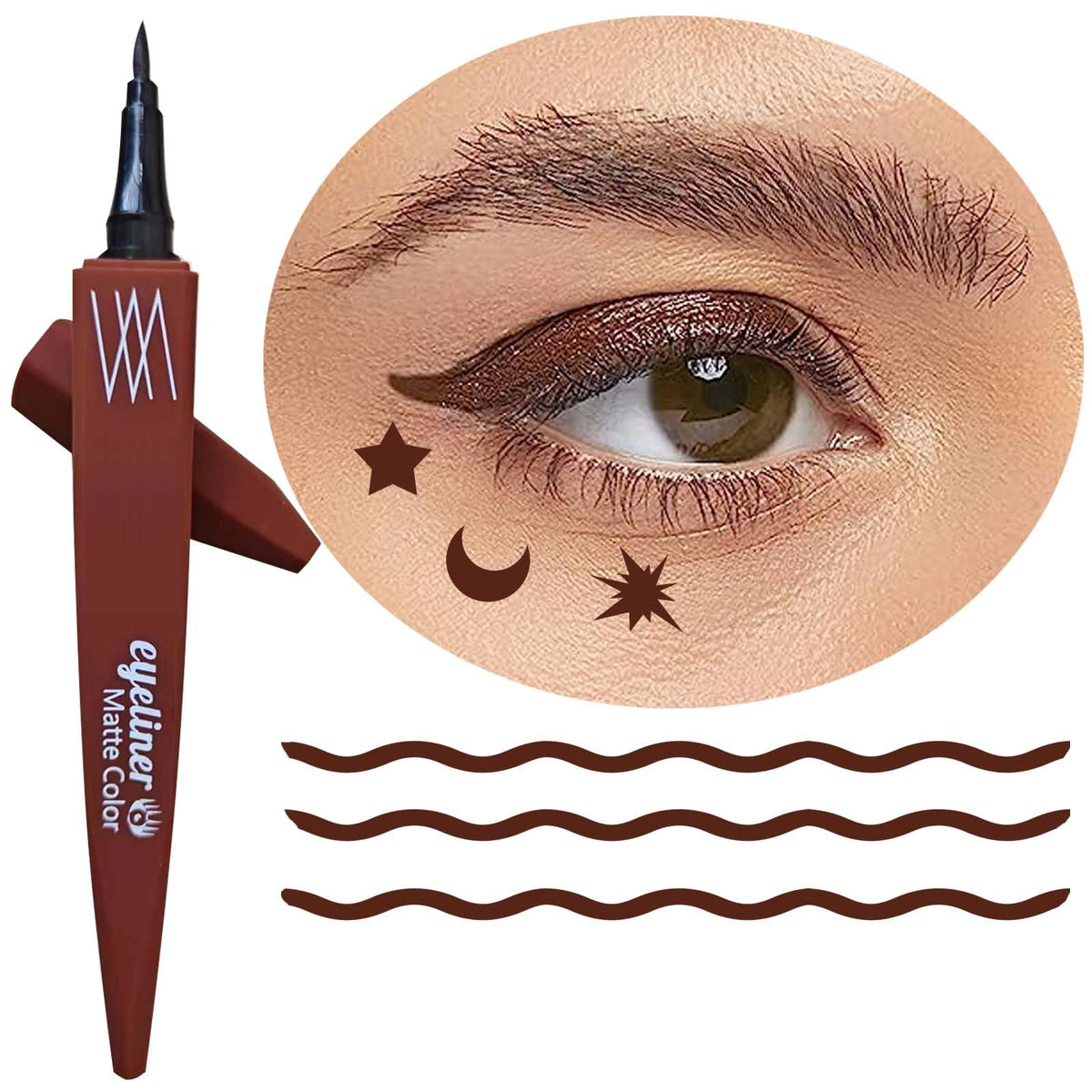 Twlbxmg Brown Waterproof Eyeliner Pencil - Quick Drying, Smudgeproof, Long Lasting, Ultra-Fine Tip