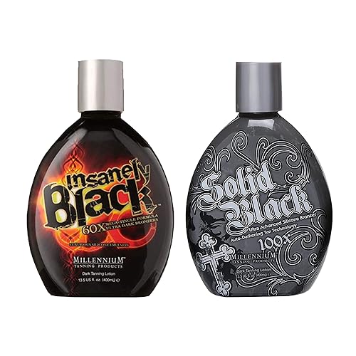 Millennium Tanning Solid Black 100X & Insanely Black 60X - 13.5 Oz Tanning Lotion Combo