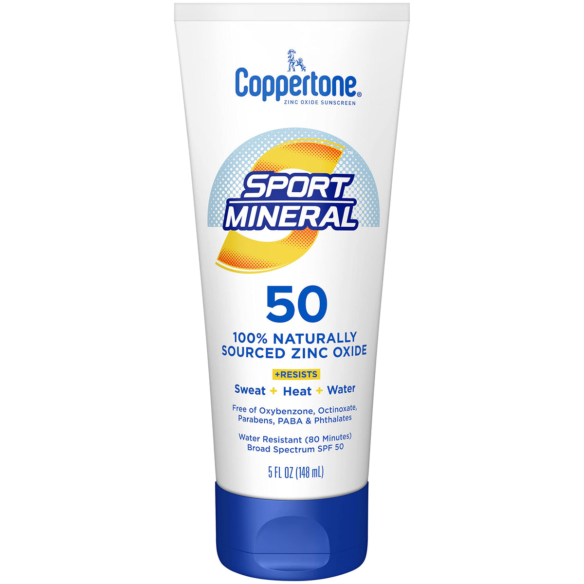 Coppertone Sport Sunscreen Lotion Spf 50, Water Resistant Zinc Oxide, 5 Fl Oz Tube