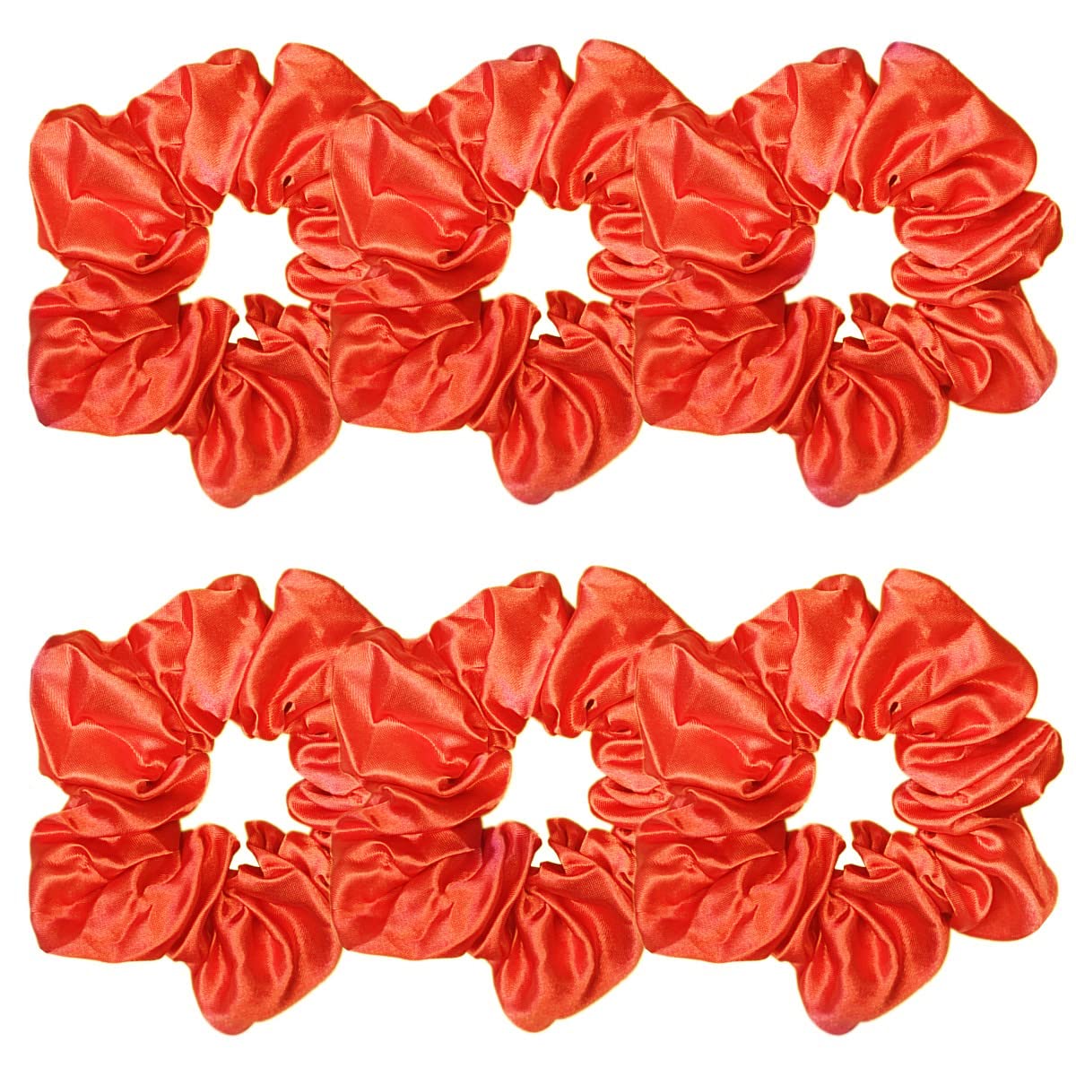 Sufermoe 6 Pcs Satin Silk Hair Scrunchies - Soft Elastic Ties for Women & Girls, Orange 4.