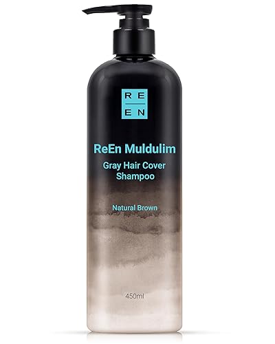 Reen Gray Hair Cover Shampoo, Natural Brown, 15.2Fl Oz - Daily Use, No Mix, Korean Dye Alternative