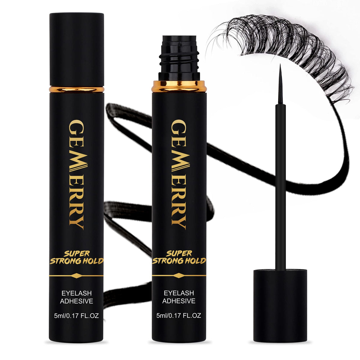 Gemerry Super Strong Hold Black Lash Glue - Waterproof, Non-Irritating Eyelash Adhesive, 5Ml