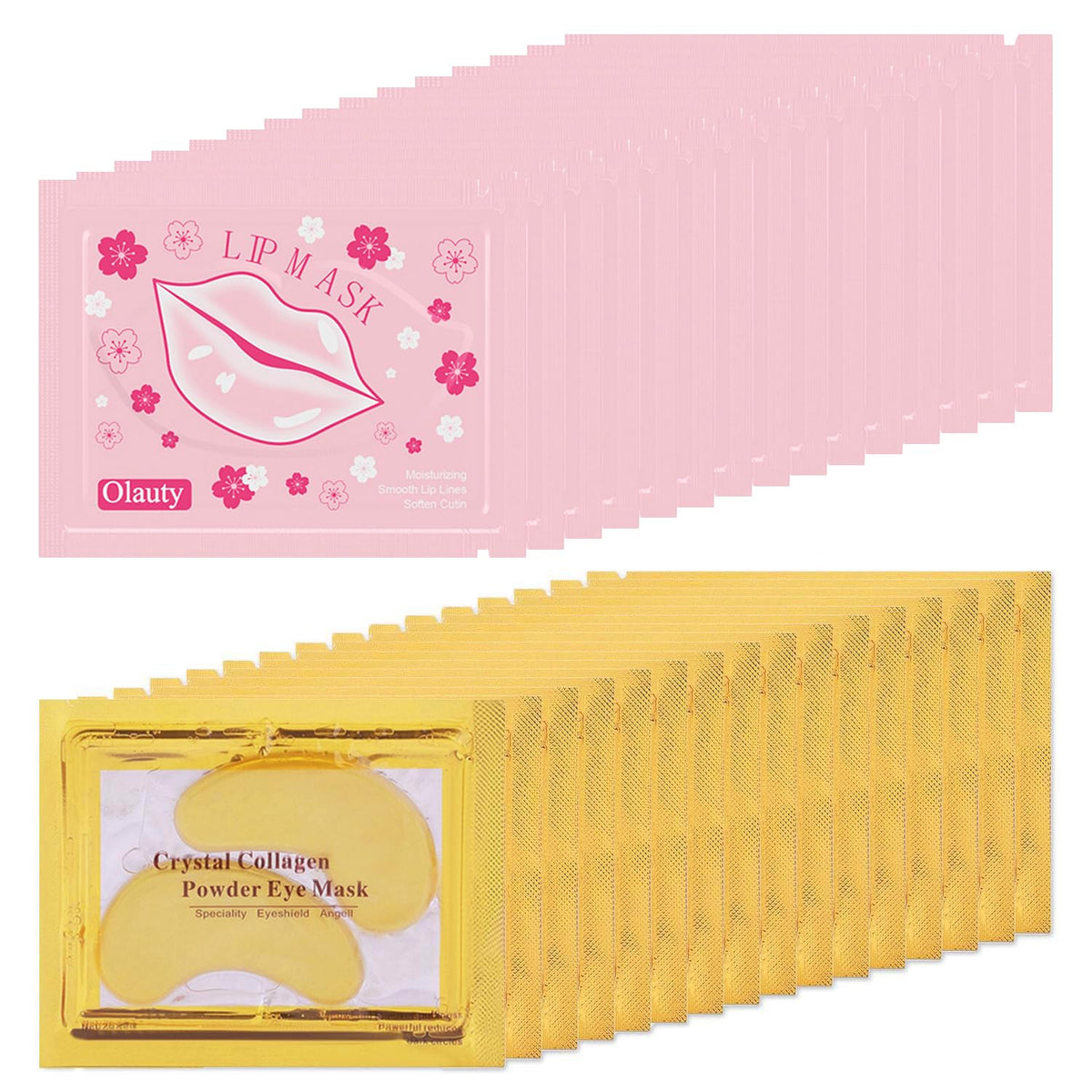 Eakroo 30 Pairs Lip & Eye Masks, 24K Gold Collagen Patches For Dark Circles & Puffiness