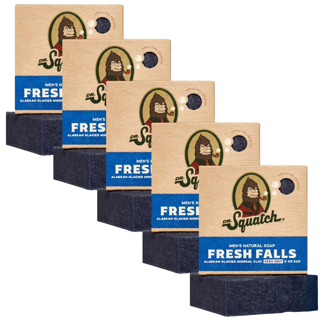 Dr. Squatch Fresh Falls Men'S Natural Bar Soap - 5 Pack, Crisp Forest Scent, 5 Oz Each