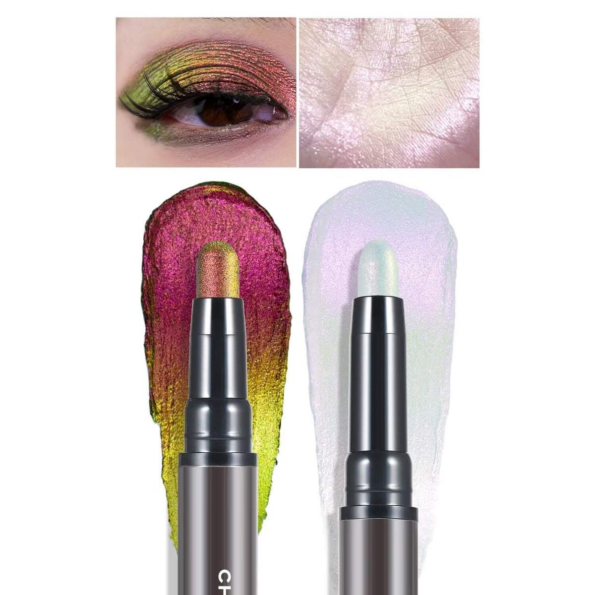 Charmacy Multichrome 2-In-1 Cream Eyeshadow Stick, Waterproof, Vegan, Smudge-Proof, 0.