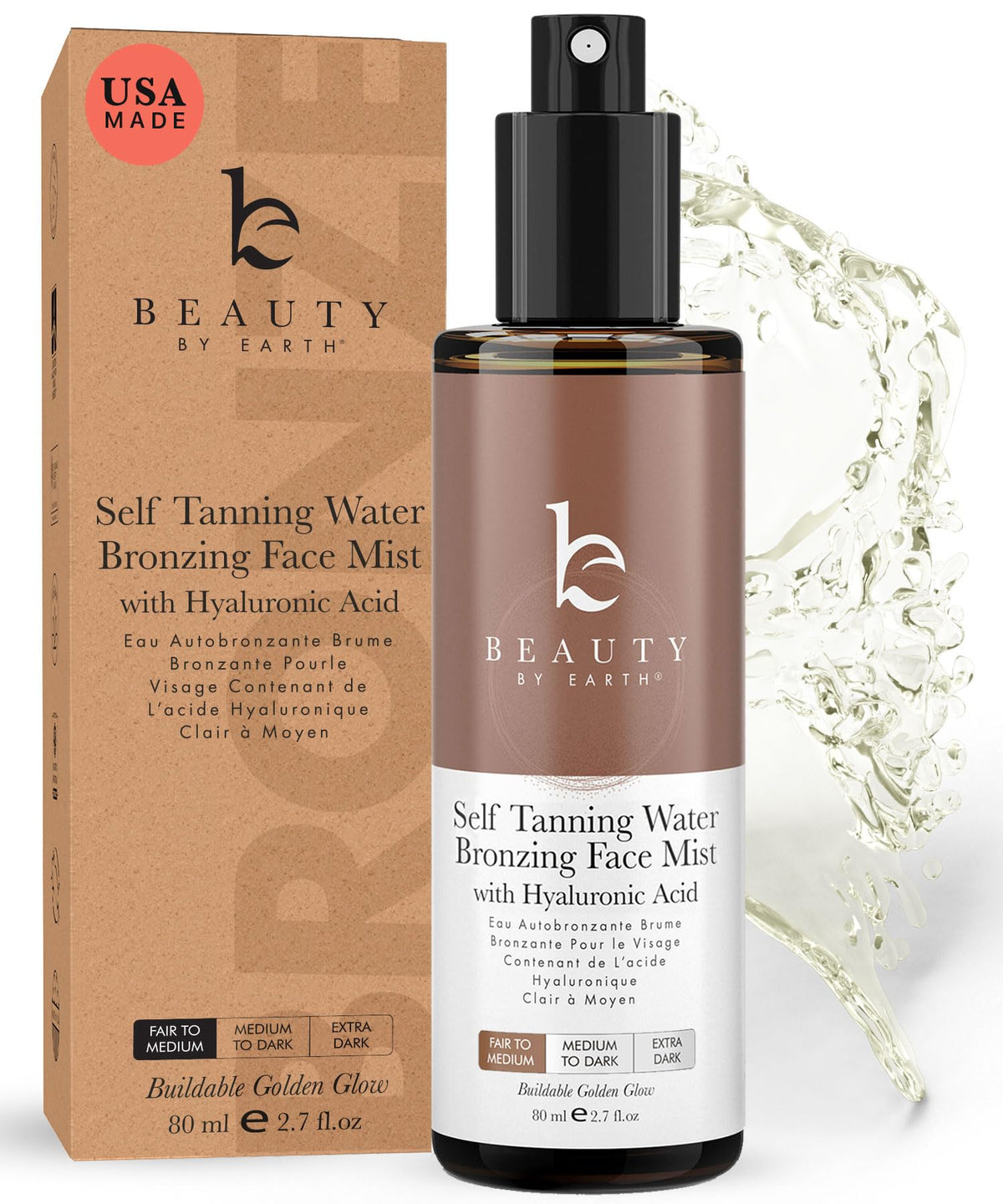 Beauty By Earth Self Tanning Face Mist - Natural, Streak-Free Tan For Fair To Medium Skin, 2.7 Fl Oz