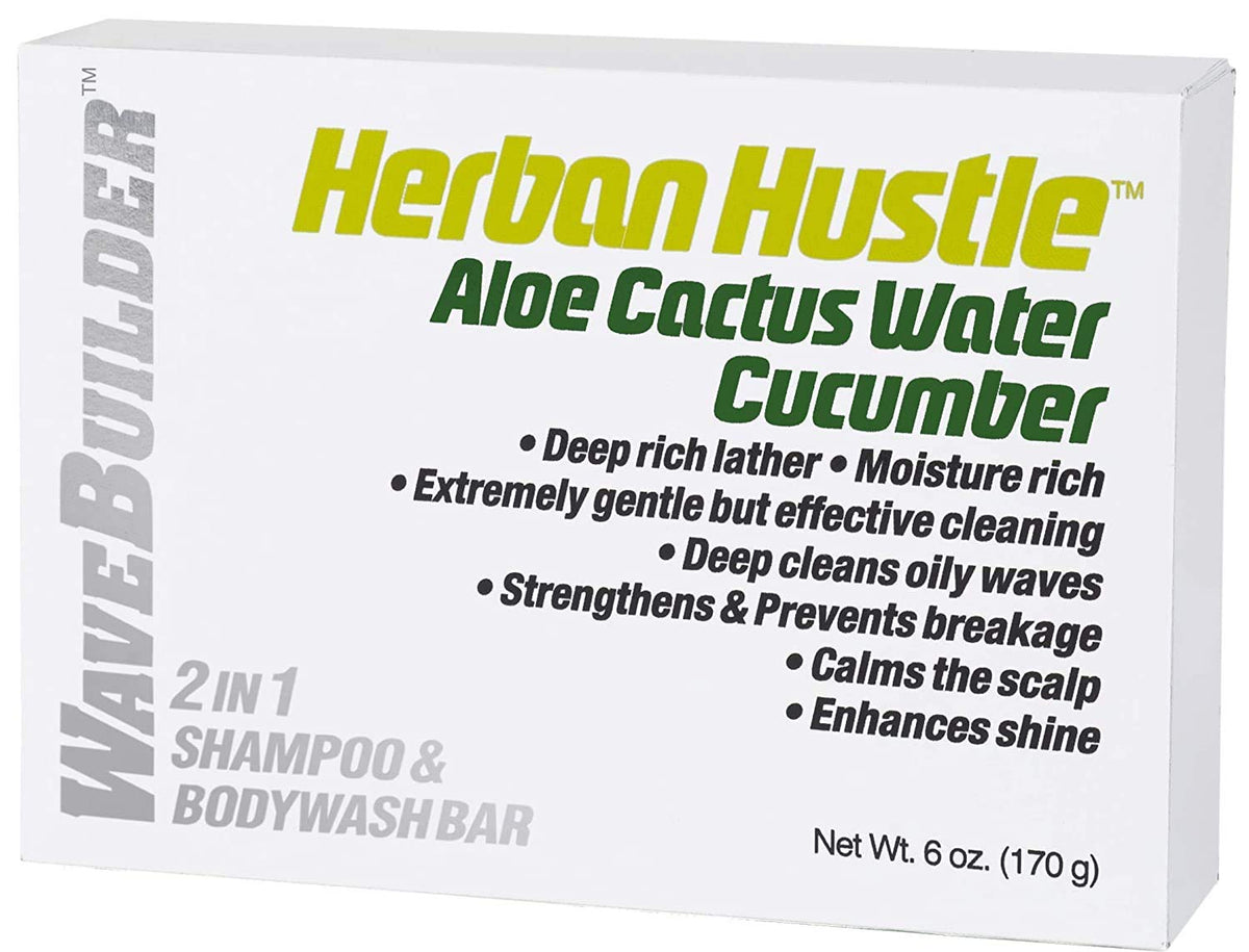 Wavebuilder Herban Hustle Aloe Cactus Water 2-In-1 Shampoo & Bodywash Bar, 6 Oz