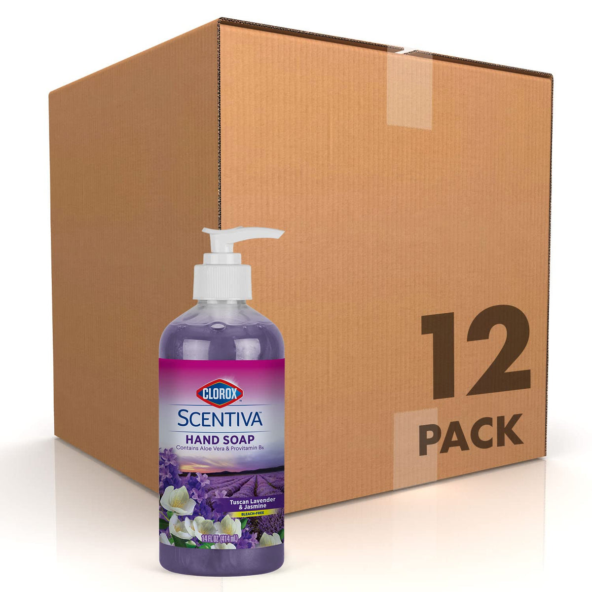 Clorox Scentiva Liquid Hand Soap, Tuscan Lavender & Jasmine, 14 Oz, 12 Pack - Bleach-Free