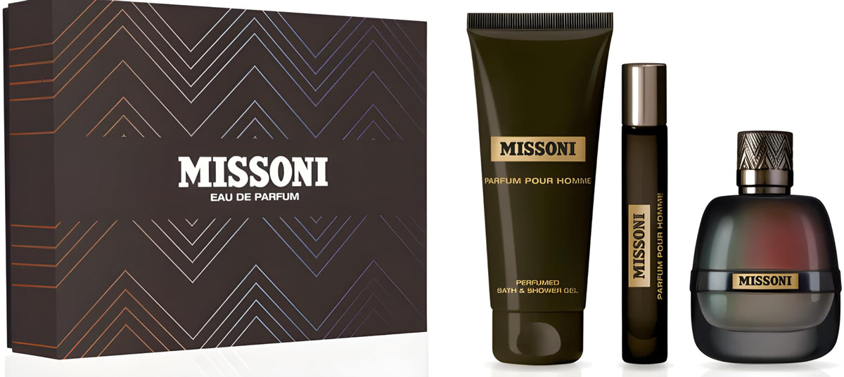 Missoni Pour Homme 3-Piece Set: Eau De Parfum Spray & Body Gel For Men, 3.4 Oz + 